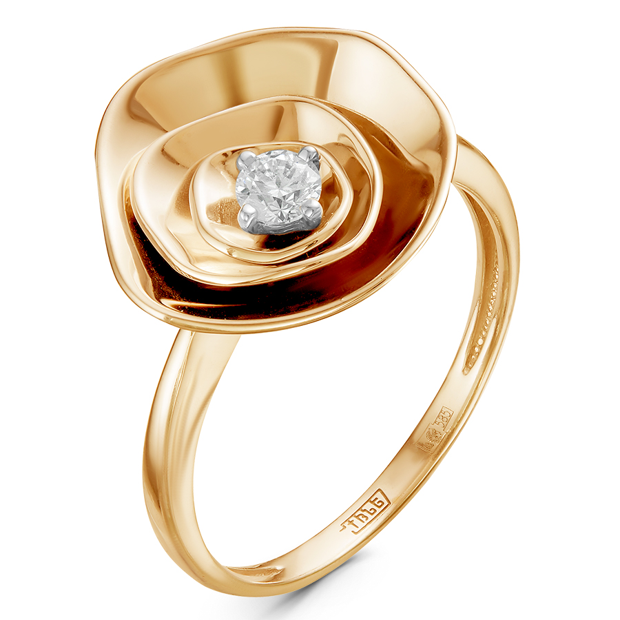 Кольцо, золото, бриллиант, красный, 01-2562